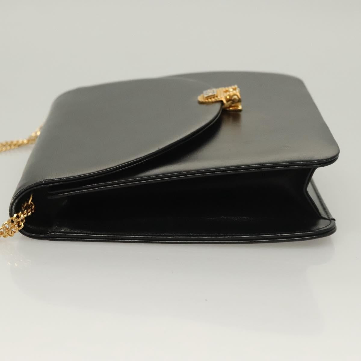 Christian Dior Vintage Chain Flap Shoulder Bag Leather Black Leather Shoulder Bag Bag ()