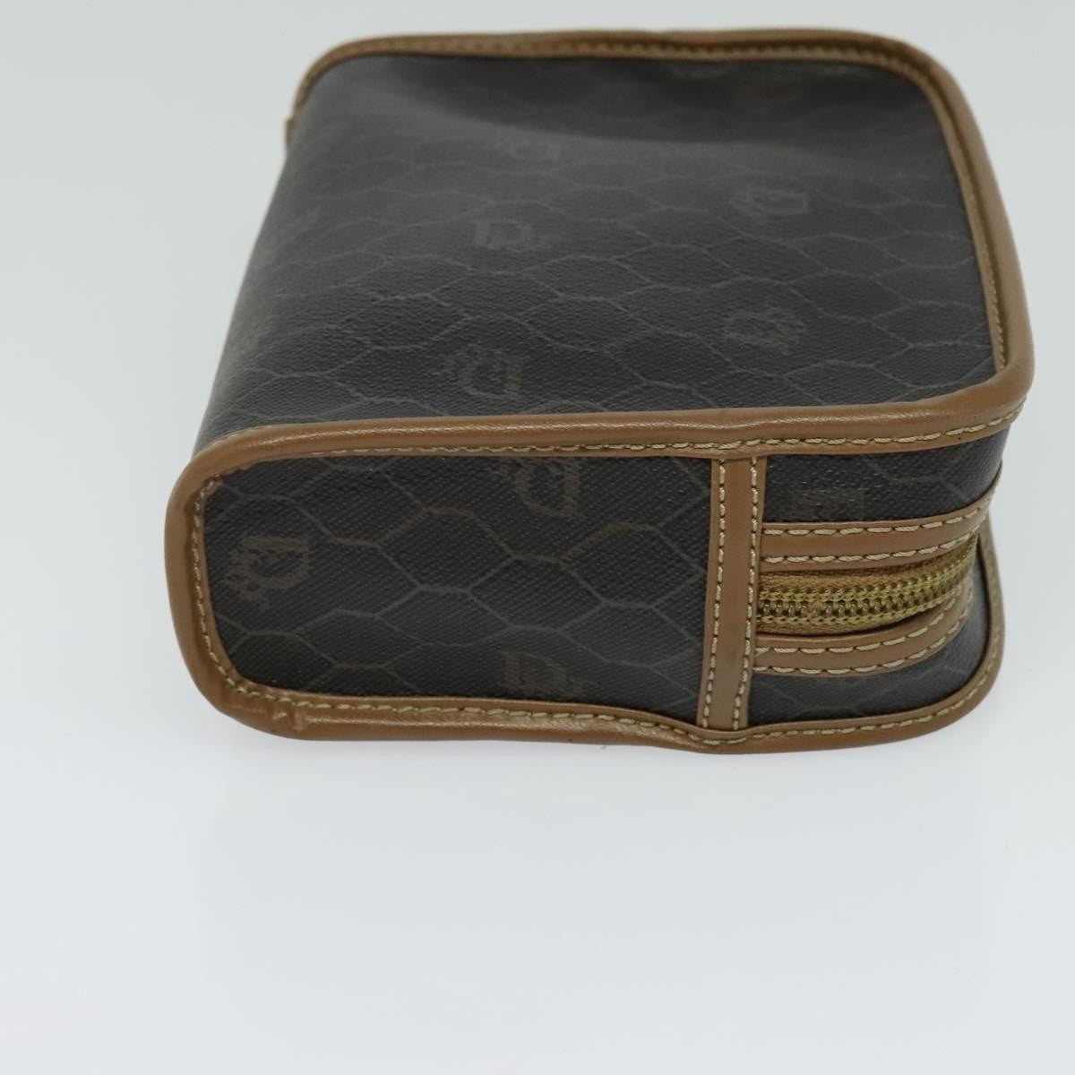 Christian Dior Vintage Honeycomb Zip Pouch Canvas And Leather Brown Canvas Clutche & Pouche Bag ()