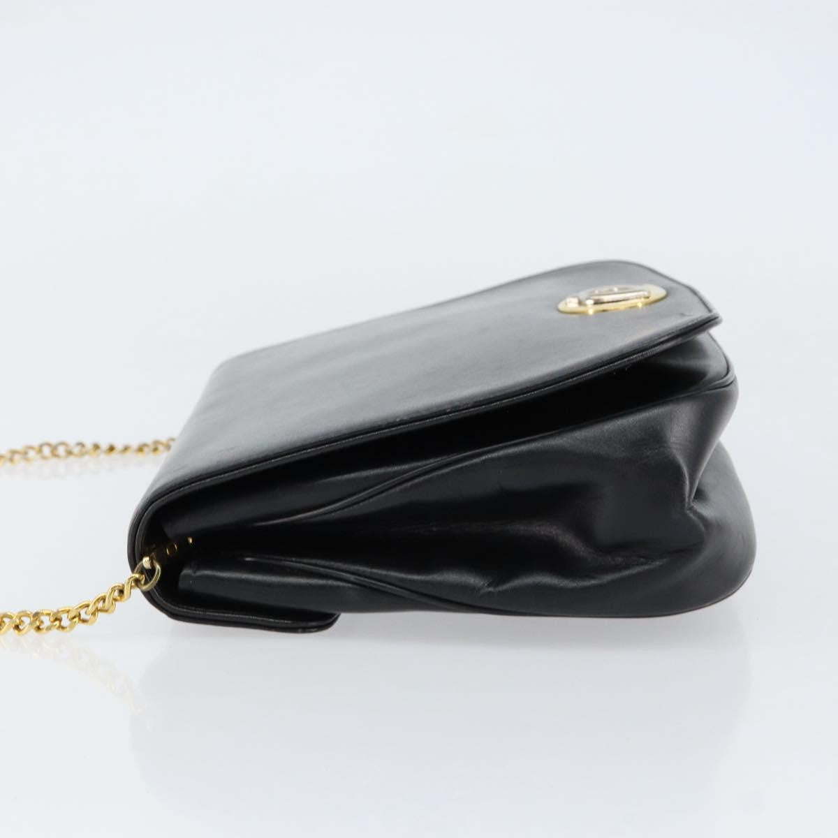 Christian Dior Vintage Chain Flap Shoulder Bag Leather Black Leather Shoulder Bag Bag ()