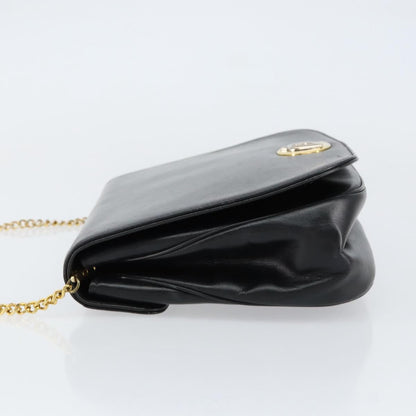 Christian Dior Vintage Chain Flap Shoulder Bag Leather Black Leather Shoulder Bag Bag ()