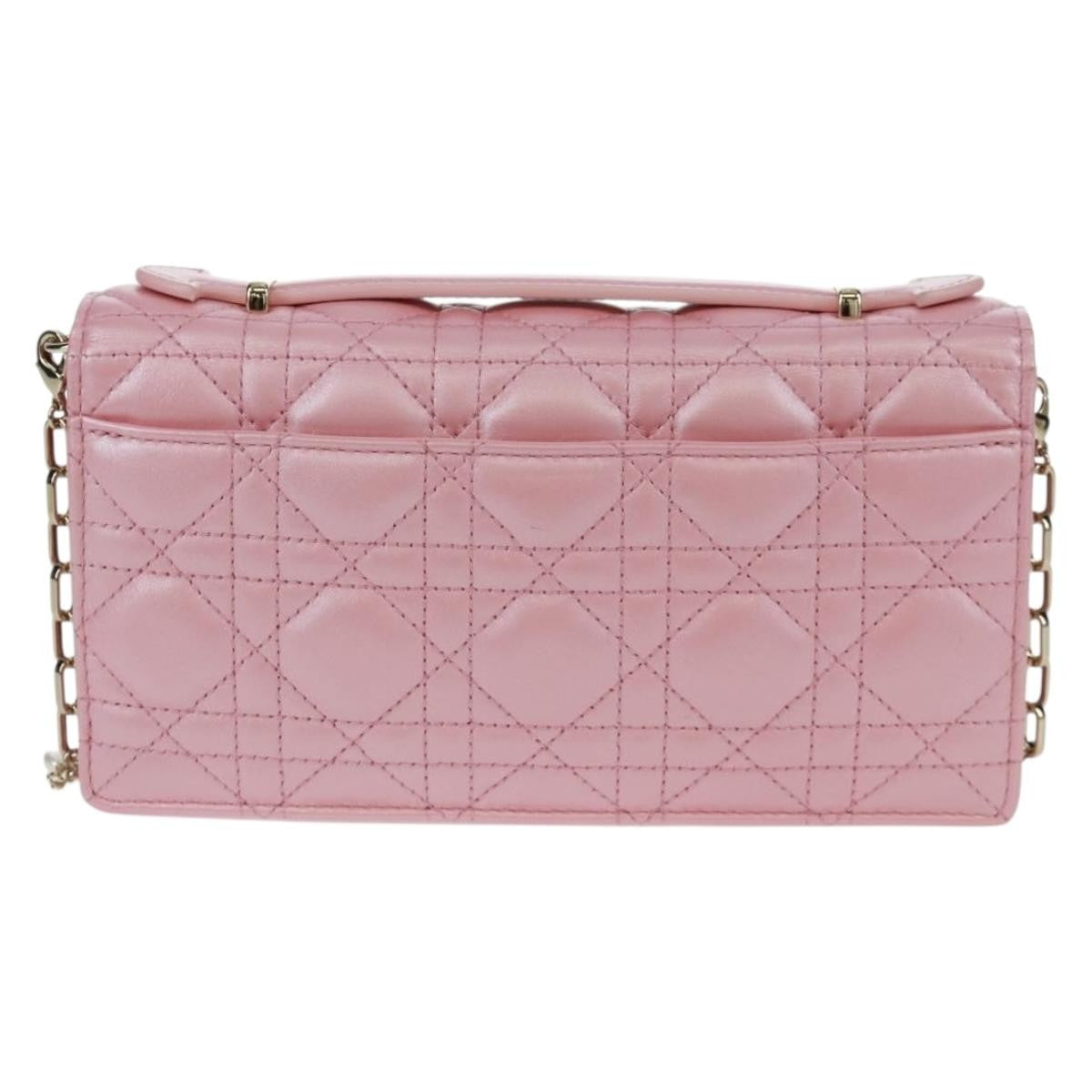 Christian Dior My Dior Top Handle Flap Bag Cannage Quilt Lambskin Pink Leather Shoulder Bag Bag ()