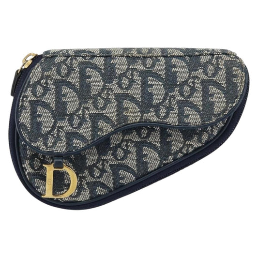 Christian Dior Vintage Saddle Coin Purse Diorissimo Canvas Navy Canvas Clutche & Pouche Bag ()