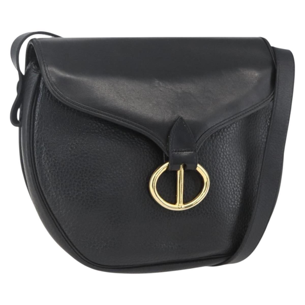 Christian Dior Vintage Cd Flap Shoulder Bag Leather Black Leather Shoulder Bag Bag ()