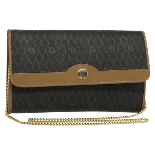 Christian Dior Vintage Honeycomb Chain Canvas Black Canvas Bag ()
