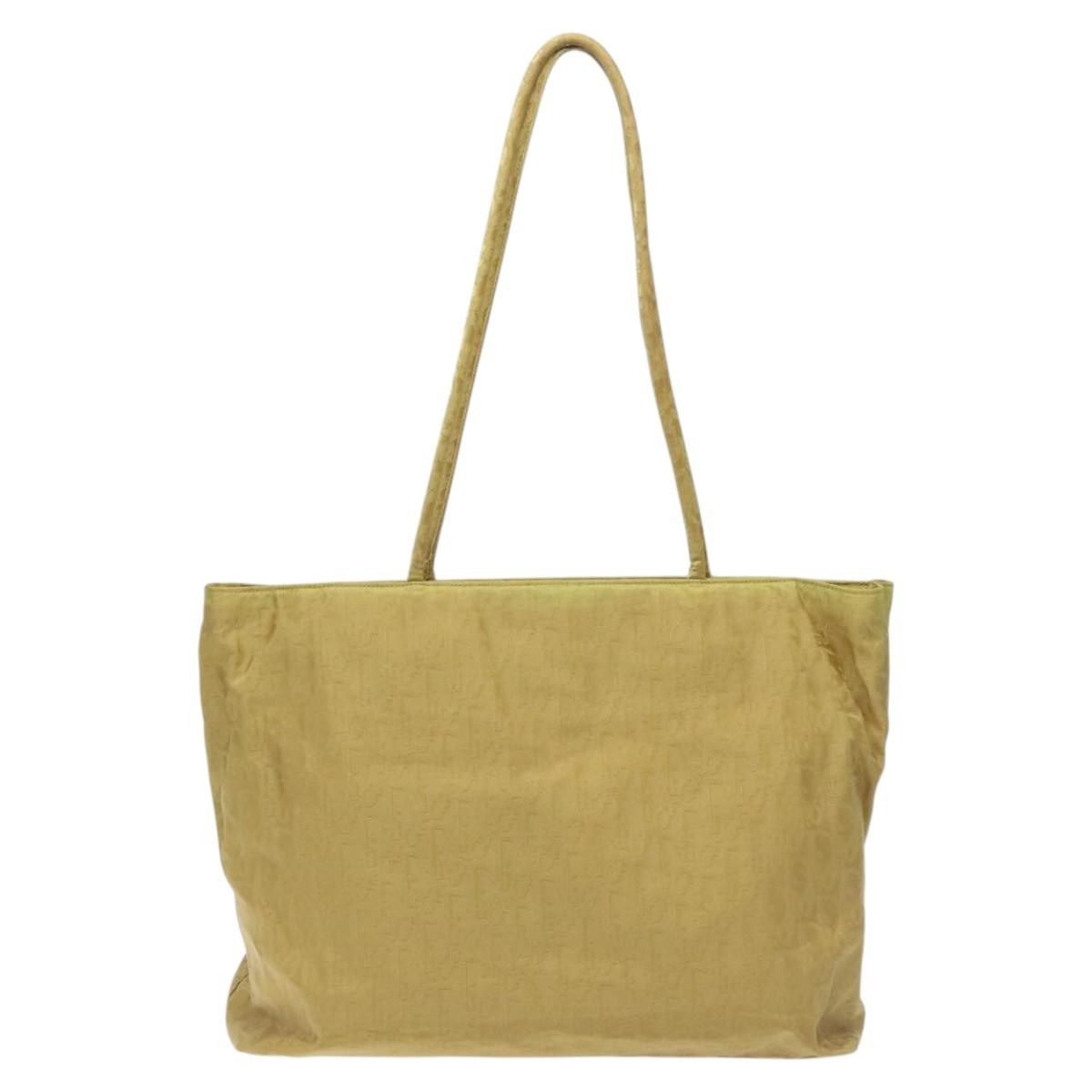 Christian Dior Vintage Trotter Open Tote Diorissimo Canvas Yellow Canvas Tote Bag Bag ()