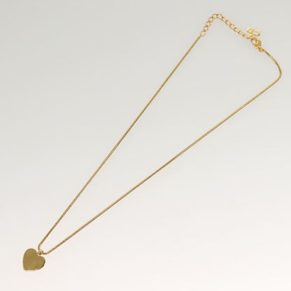 Christian Dior Logo Heart Pendant Necklace Metal Gold Metal Jewelry ()