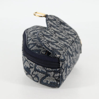 Christian Dior Saddle Zip Pouch Diorissimo Canvas Navy Canvas Bag ()