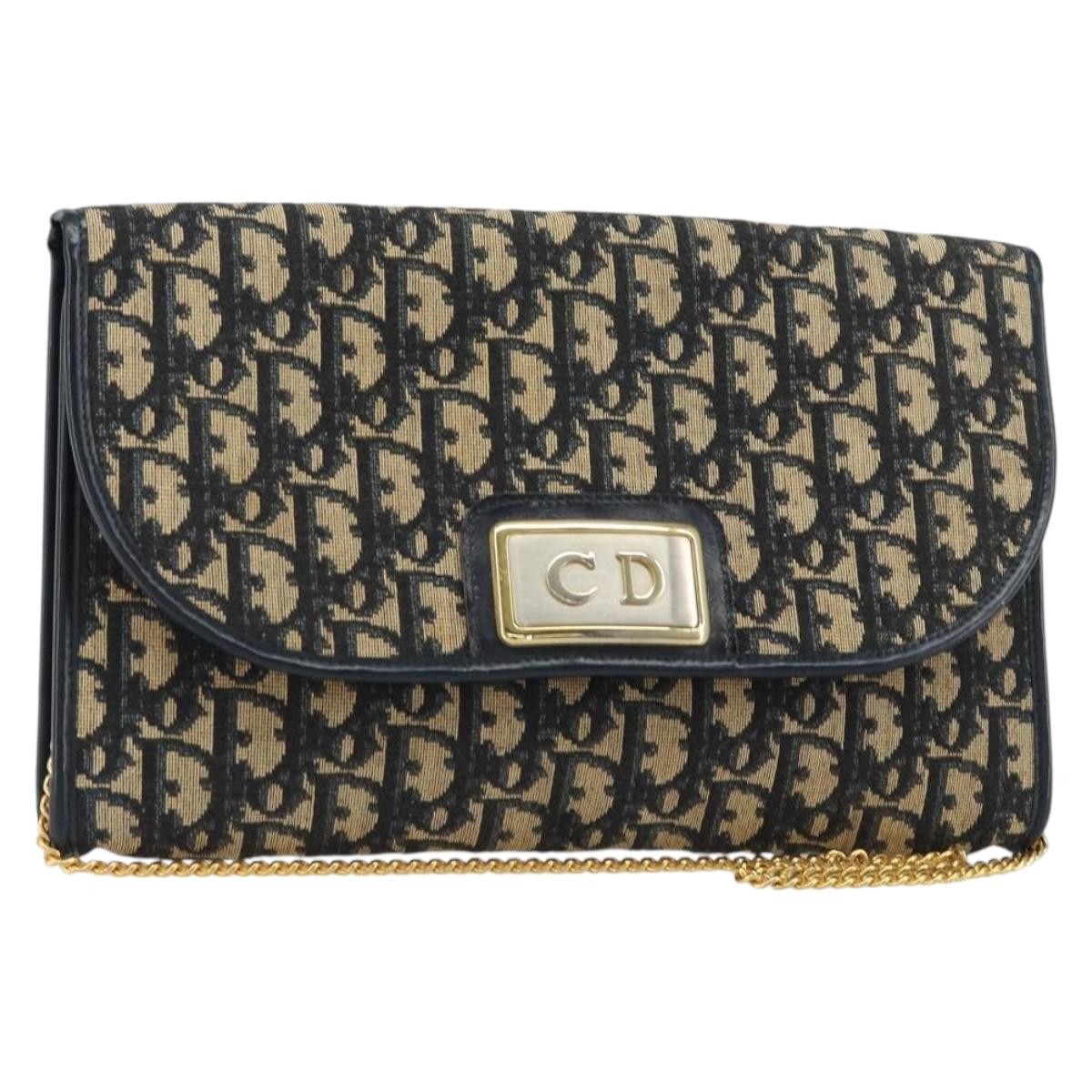 Christian Dior Vintage Cd Chain Flap Shoulder Bag Diorissimo Canvas Navy Canvas Shoulder Bag Bag ()