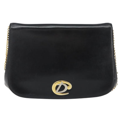 Christian Dior Vintage Chain Flap Shoulder Bag Leather Black Leather Shoulder Bag Bag ()