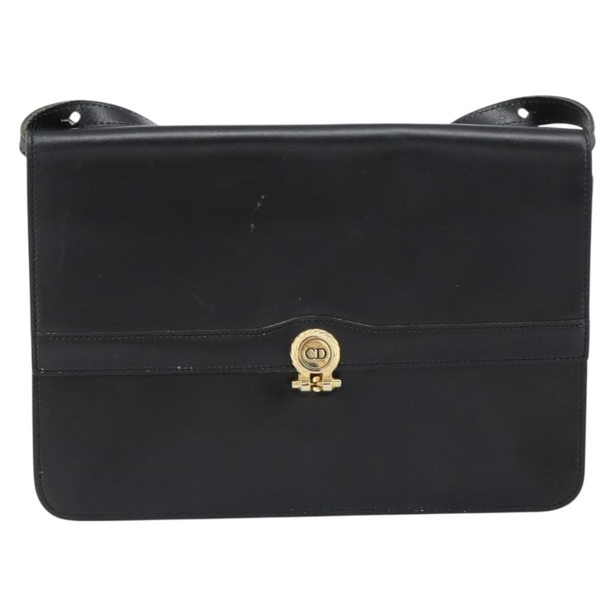 Christian Dior Vintage Shoulder Bag Leather Black Leather Shoulder Bag Bag ()