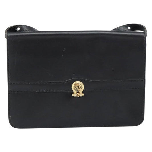 Christian Dior Vintage Shoulder Bag Leather Black Leather Shoulder Bag Bag ()