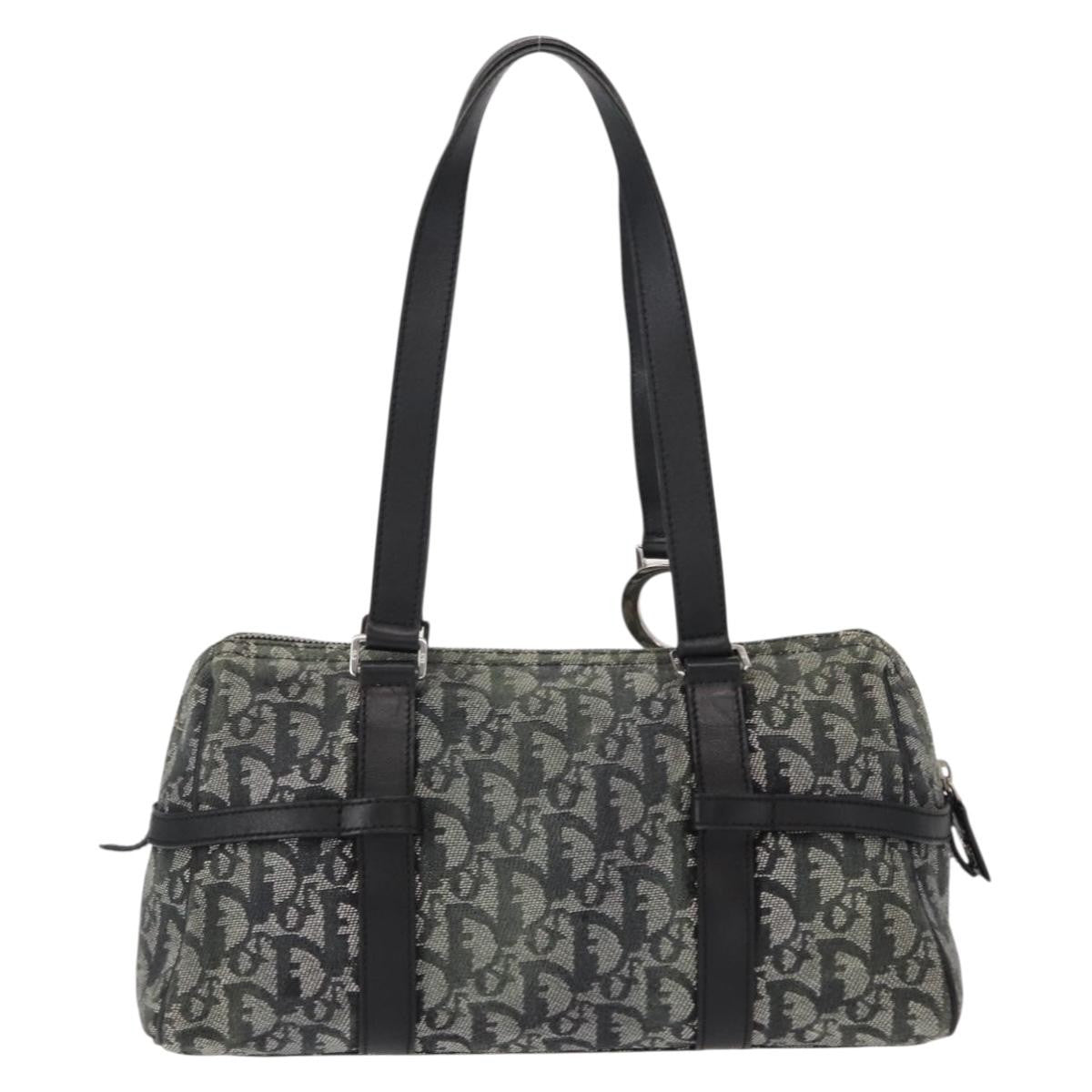 Christian Dior Vintage Trotter Zip Shoulder Bag Diorissimo Canvas Black Canvas Handbag ()