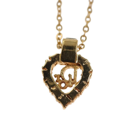 Christian Dior Logo Heart Pendant Necklace Metal With Crystal Gold Metal Jewelry ()