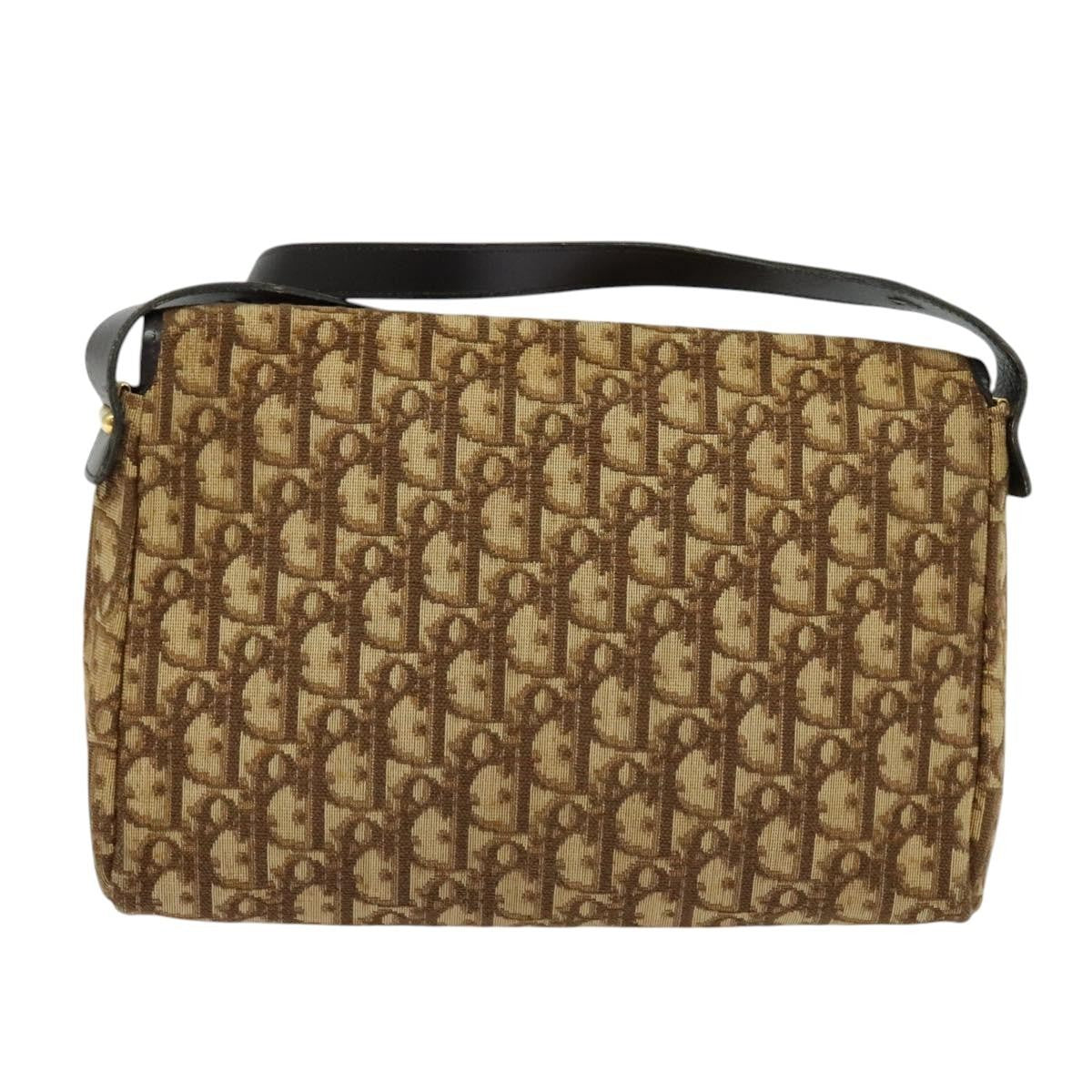 Christian Dior Vintage Trotter Flap Shoulder Bag Canvas Brown Canvas Bag ()