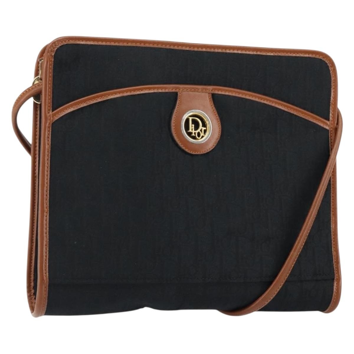 Christian Dior Vintage Trotter Shoulder Bag Canvas Black Canvas Shoulder Bag Bag ()