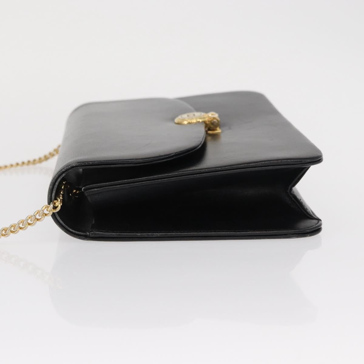 Christian Dior Vintage Cd Chain Flap Shoulder Bag Leather Black Leather Shoulder Bag Bag ()