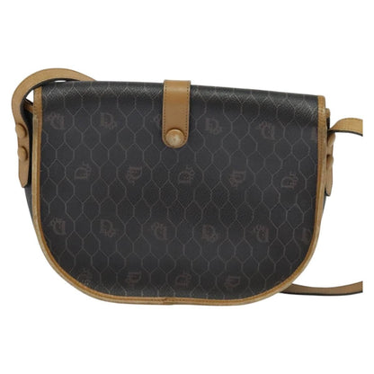 Christian Dior Vintage Honeycomb Flap Crossbody Bag Canvas And Leather Black Canvas Bag ()