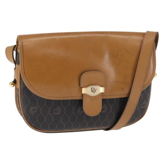 Christian Dior Vintage Honeycomb Shoulder Bag Canvas And Leather Brown Canvas Shoulder Bag Bag ()