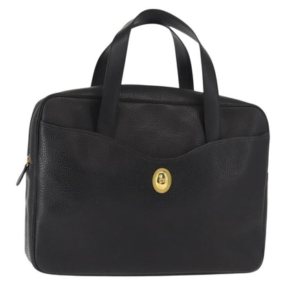 Christian Dior Vintage Cd Handbag Leather Black Leather Briefcase Bag ()