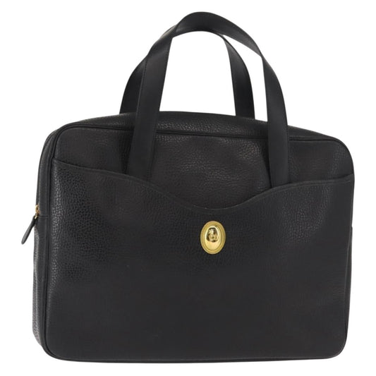 Christian Dior Vintage Cd Handbag Leather Black Leather Briefcase Bag ()
