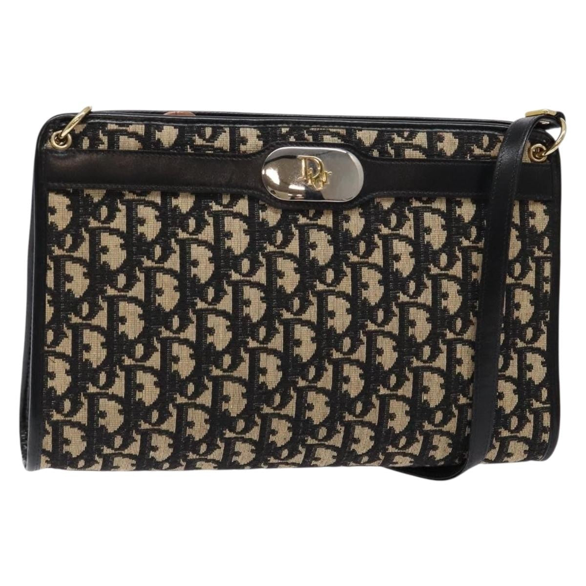 Christian Dior Vintage Trotter Shoulder Bag Canvas Navy Canvas Bag ()