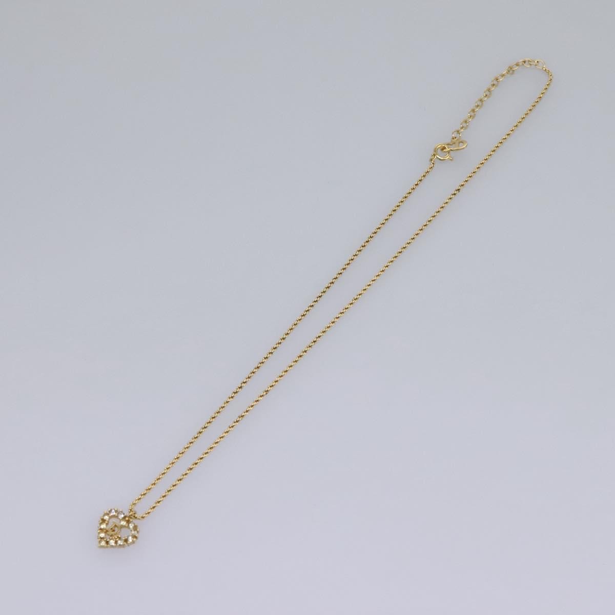 Christian Dior Logo Heart Pendant Necklace Metal With Crystal Gold Metal Jewelry ()