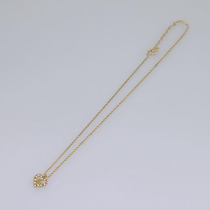 Christian Dior Logo Heart Pendant Necklace Metal With Crystal Gold Metal Jewelry ()