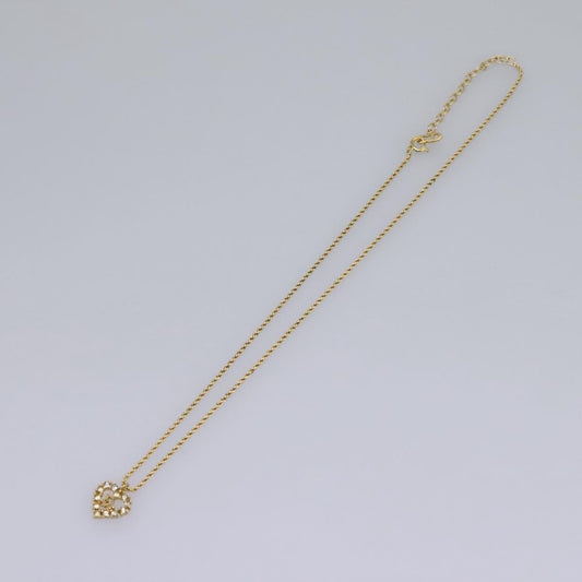 Christian Dior Logo Heart Pendant Necklace Metal With Crystal Gold Metal Jewelry ()