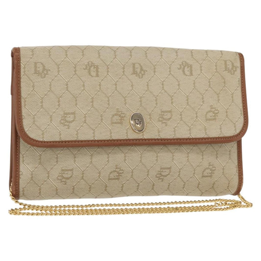 Christian Dior Vintage Honeycomb Chain Canvas Beige Canvas Shoulder Bag Bag ()