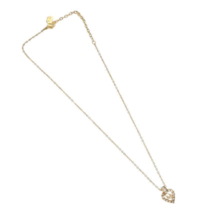 Christian Dior Logo Heart Pendant Necklace Metal With Crystal Gold Metal Jewelry ()