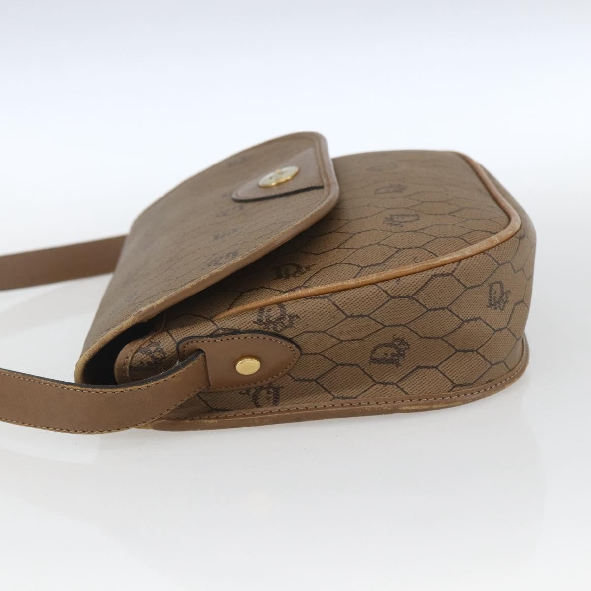 Christian Dior Vintage Honeycomb Flap Crossbody Bag Coated Canvas Brown Pvc Shoulder Bag Bag ()