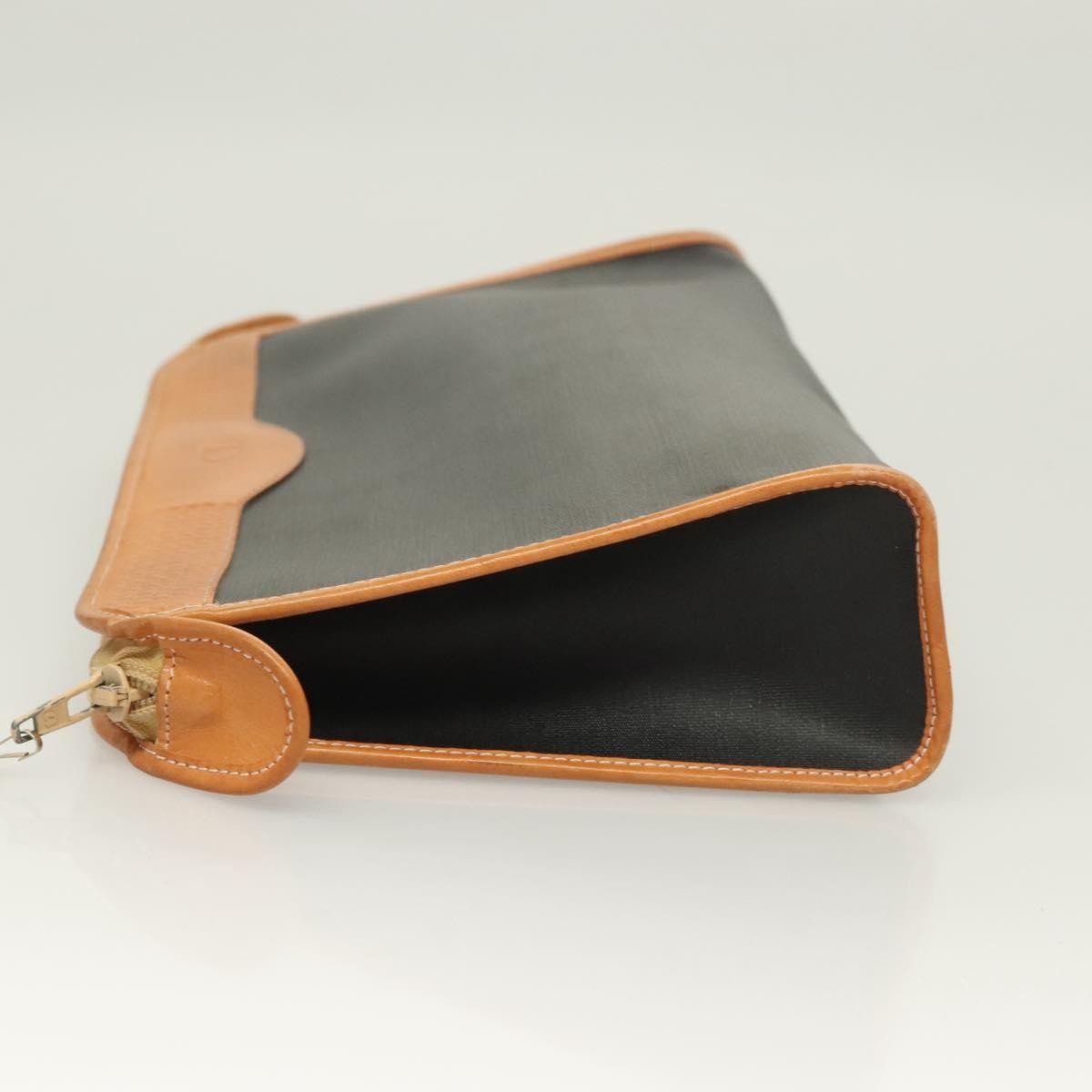 Christian Dior Vintage Zip Pochette Canvas And Leather Black Pvc Clutche & Pouche Bag ()