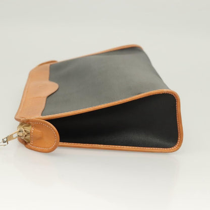 Christian Dior Vintage Zip Pochette Canvas And Leather Black Pvc Clutche & Pouche Bag ()