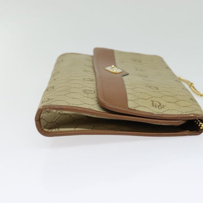 Christian Dior Vintage Honeycomb Chain Canvas Beige Canvas Bag ()