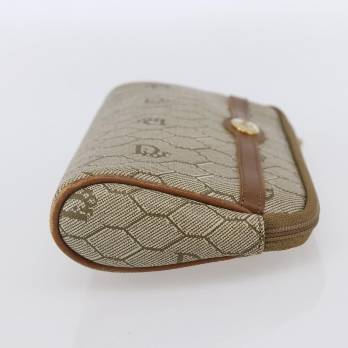 Christian Dior Vintage Honeycomb Zip Pouch Canvas And Leather Beige Canvas Clutche & Pouche Bag ()