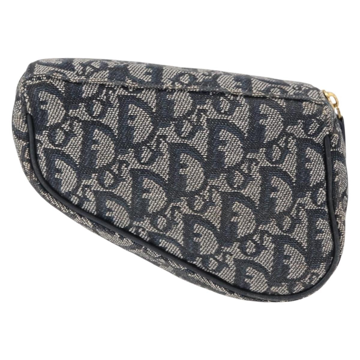 Christian Dior Saddle Zip Pouch Diorissimo Canvas Navy Canvas Clutche & Pouche Bag ()