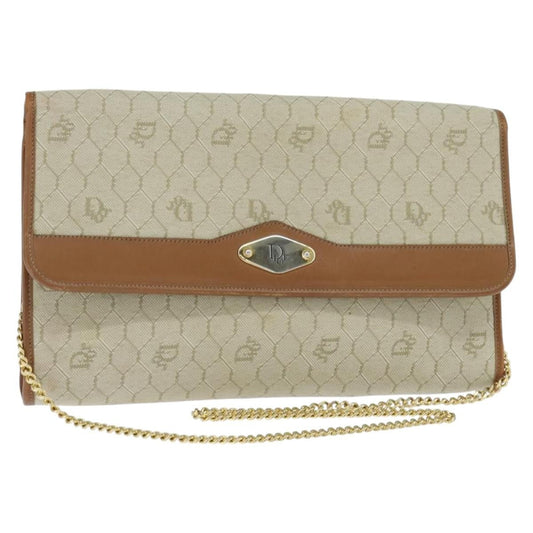 Christian Dior Vintage Honeycomb Chain Canvas Beige Canvas Shoulder Bag Bag ()