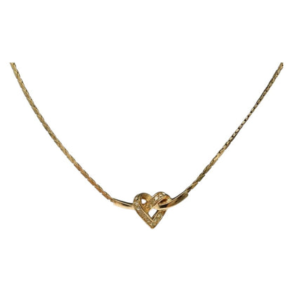 Christian Dior Logo Heart Pendant Necklace Metal With Crystal Gold Metal Jewelry ()