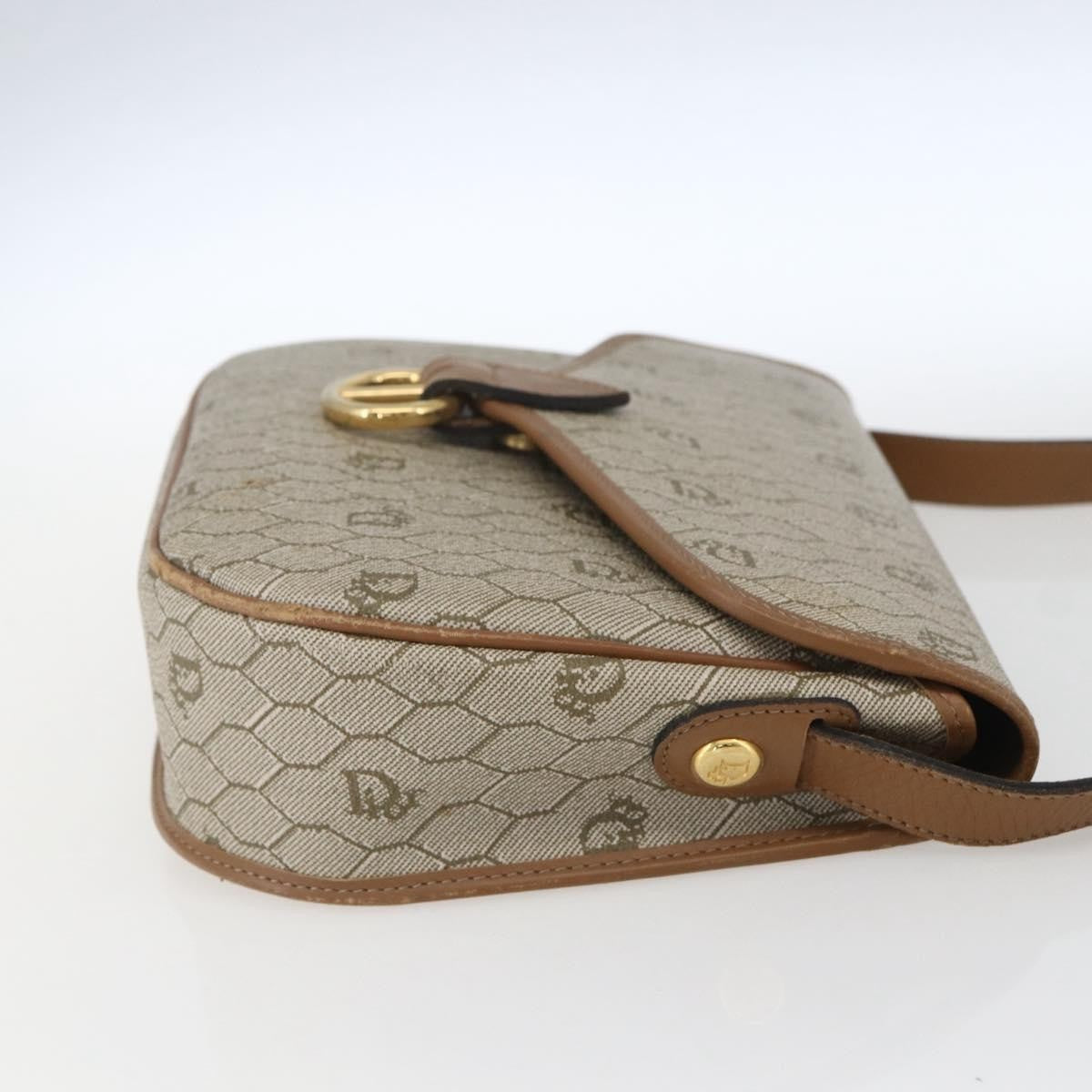 Christian Dior Vintage Honeycomb Shoulder Bag Canvas And Leather Beige Canvas Shoulder Bag Bag ()