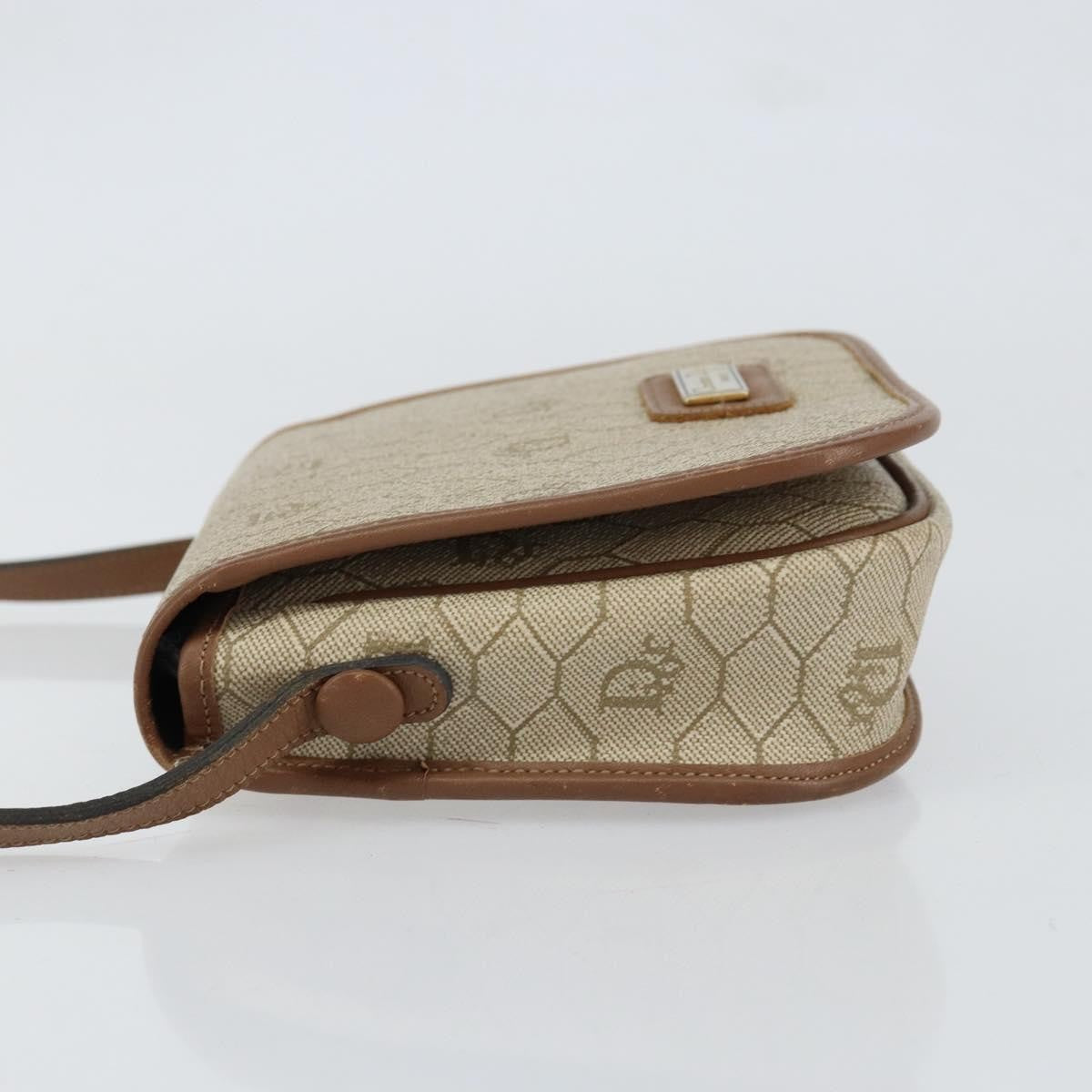 Christian Dior Vintage Honeycomb Flap Crossbody Bag Coated Canvas Beige Canvas Shoulder Bag Bag ()
