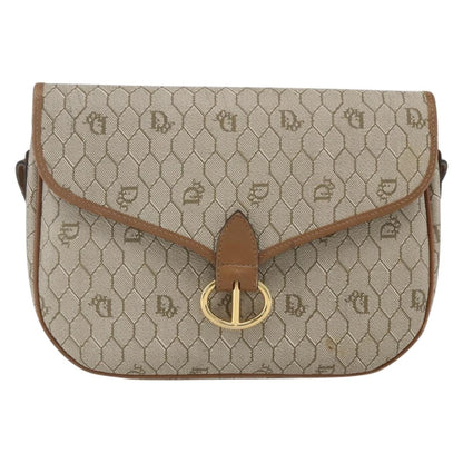 Christian Dior Vintage Honeycomb Shoulder Bag Canvas And Leather Beige Canvas Shoulder Bag Bag ()