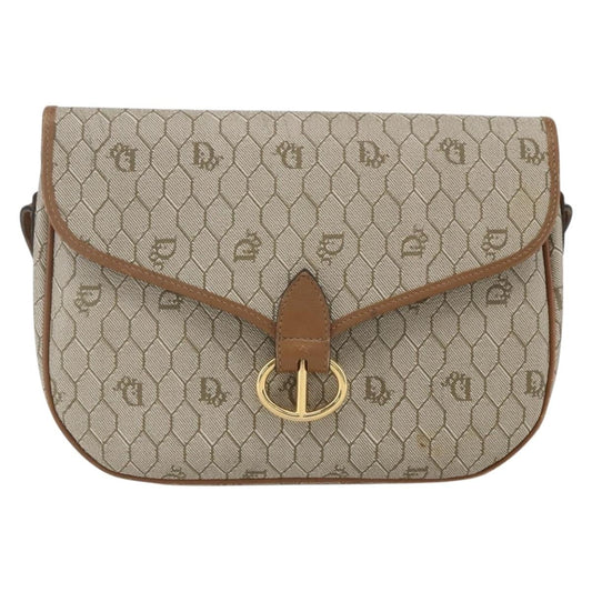 Christian Dior Vintage Honeycomb Shoulder Bag Canvas And Leather Beige Canvas Shoulder Bag Bag ()