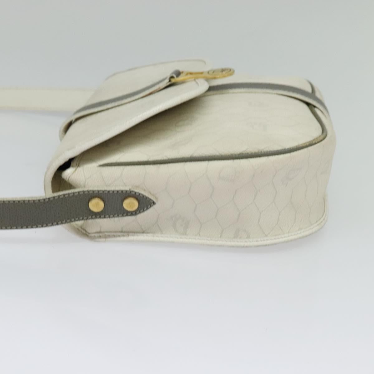 Christian Dior Vintage Honeycomb Flap Crossbody Bag Canvas And Leather White Canvas Shoulder Bag Bag ()