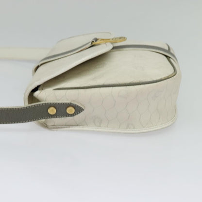 Christian Dior Vintage Honeycomb Flap Crossbody Bag Canvas And Leather White Canvas Shoulder Bag Bag ()