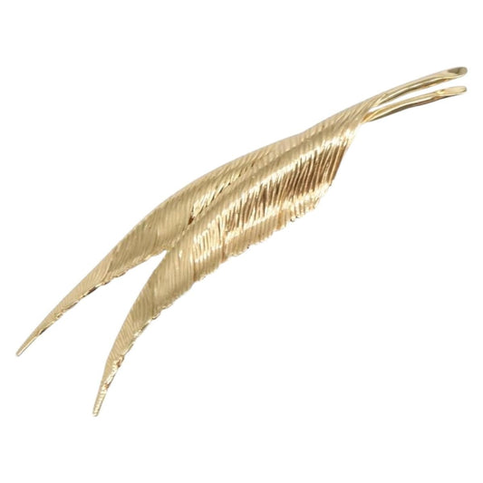 Christian Dior Vintage Feather Metal Gold Metal Brooch Jewelry ()