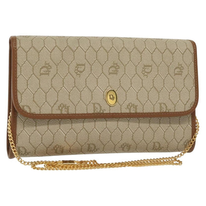 Christian Dior Vintage Honeycomb Chain Canvas Beige Canvas Bag ()