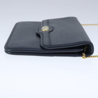 Christian Dior Vintage Cd Chain Flap Shoulder Bag Leather Navy Leather Shoulder Bag Bag ()