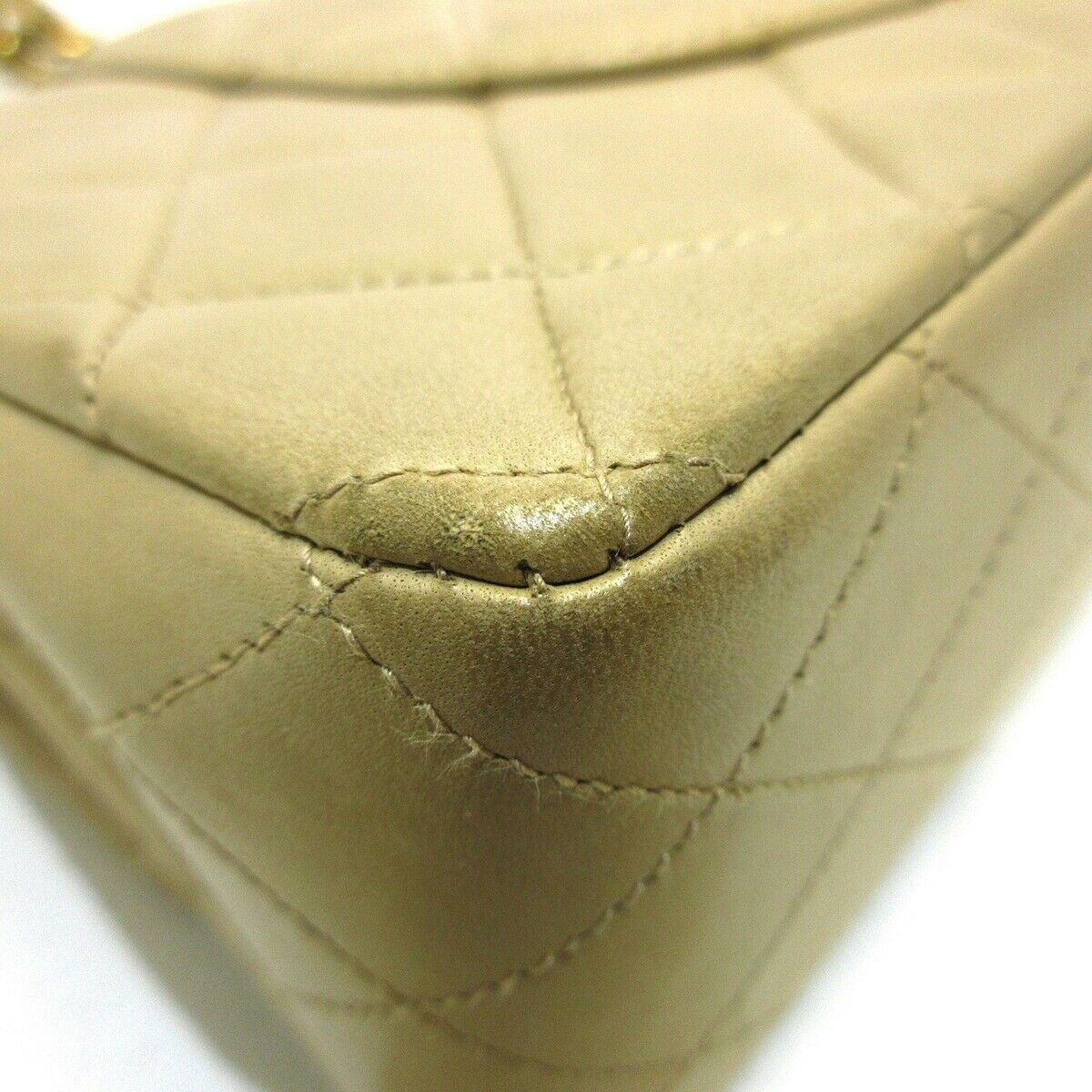 Vintage Double Flap Lambskin  Medium Beige GHW