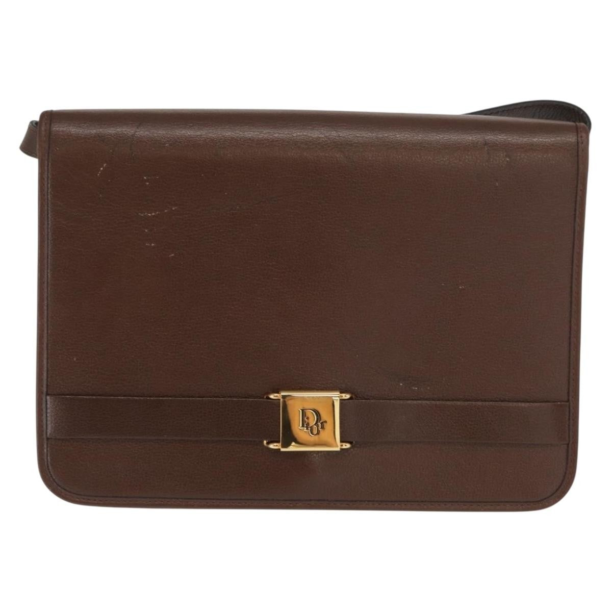 Christian Dior Vintage Shoulder Bag Leather Brown Leather Shoulder Bag Bag ()