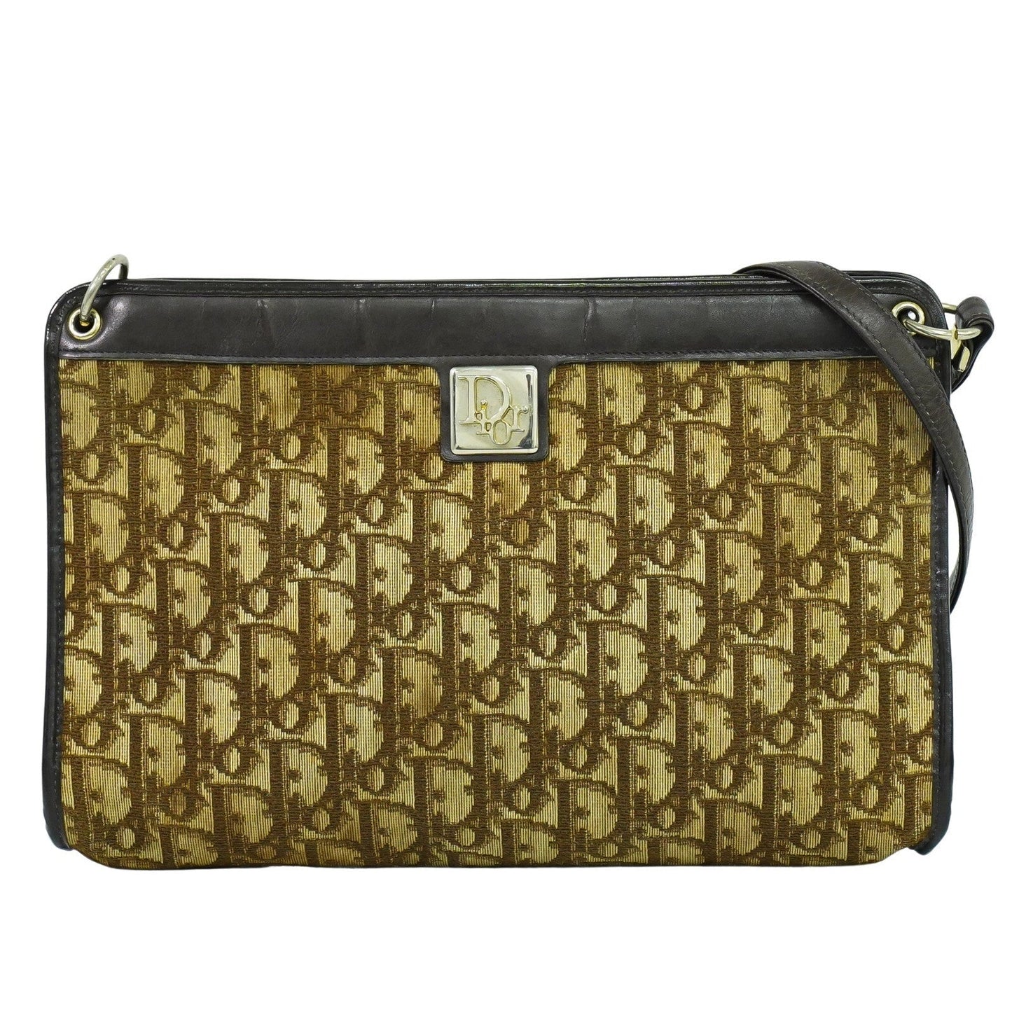 Christian Dior Vintage Trotter Crossbody Bag Diorissimo Coated Canvas Brown Canvas Shoulder Bag Bag ()